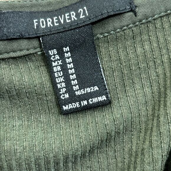 Forever 21 Green Ribbed A Line Mini Dress Size Medium - Picture 7 of 10